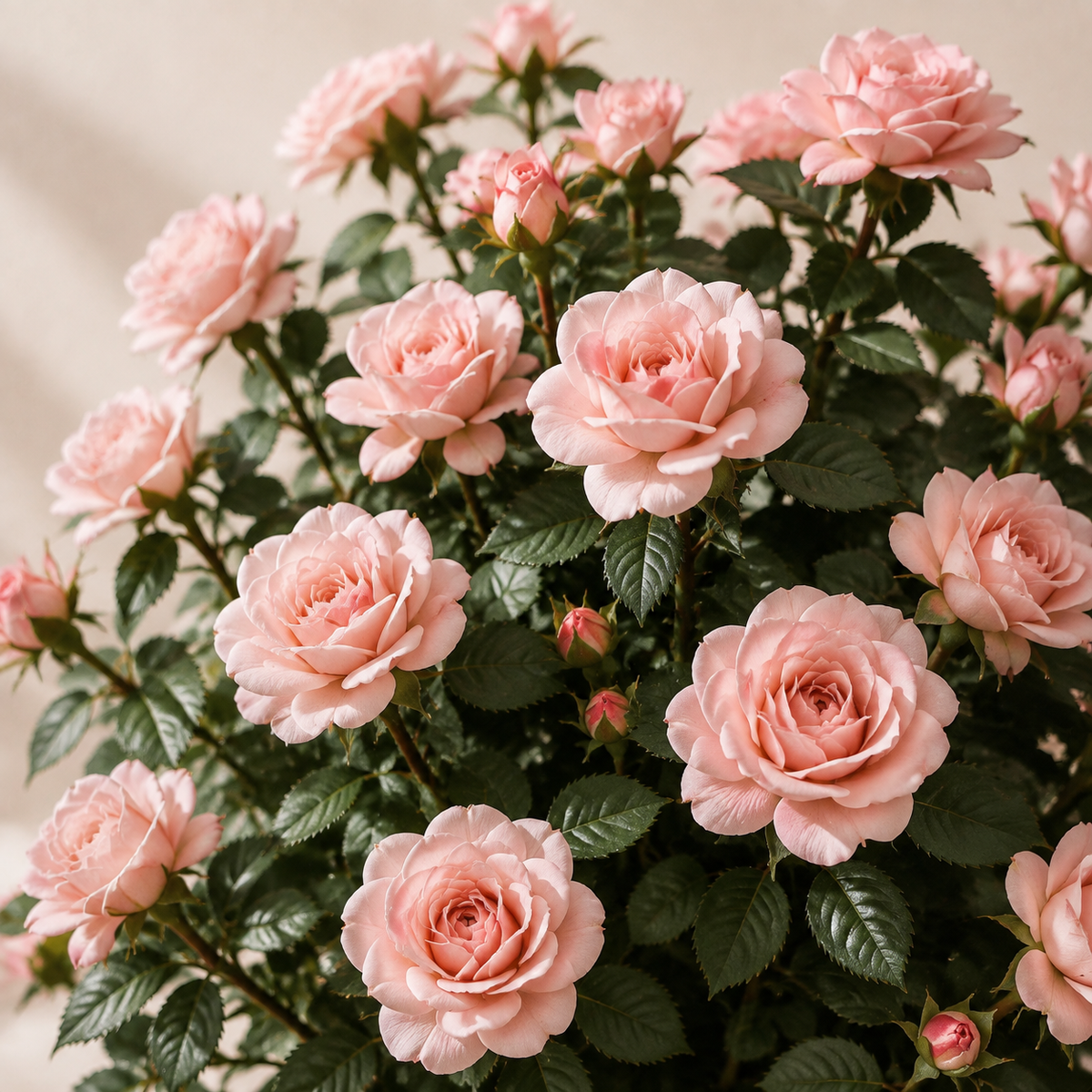 Rosier artificiel 90 cm — rose poudré